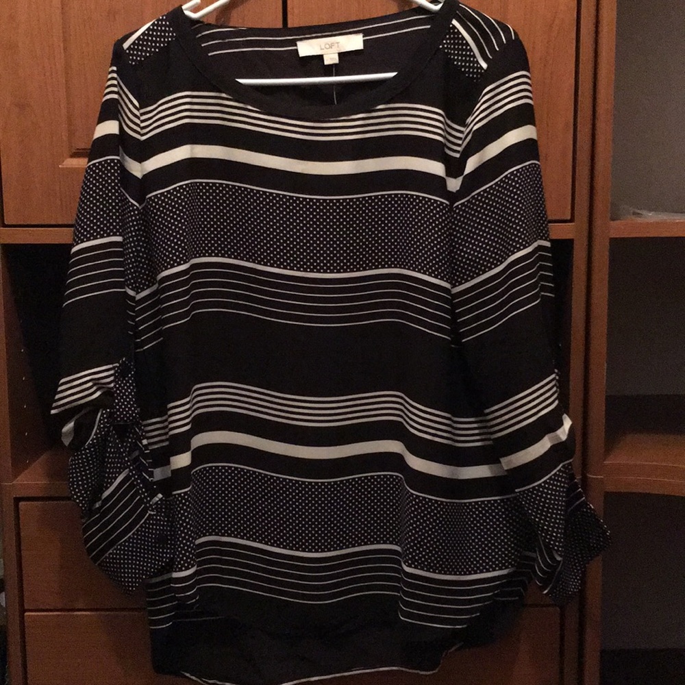 Black and white striped Loft blouse